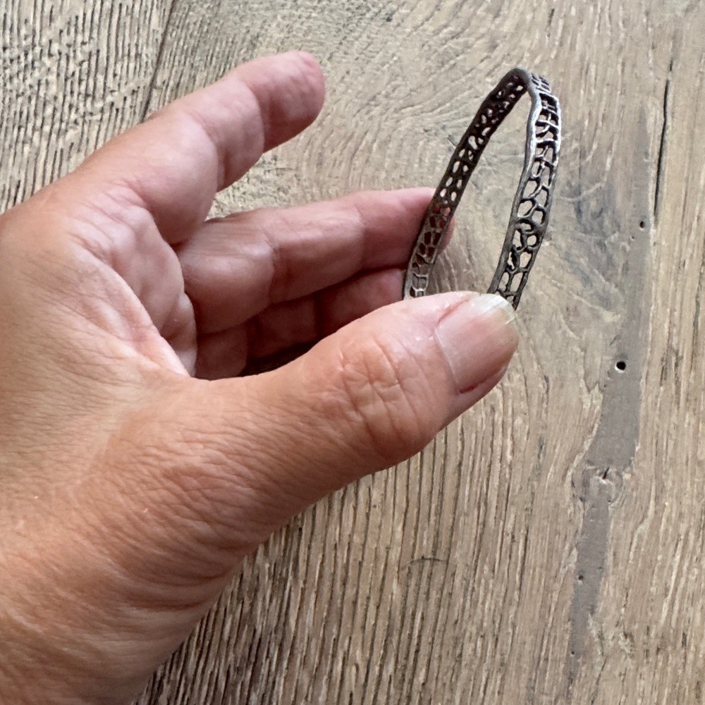 Silver Textured Bangle Bracelet